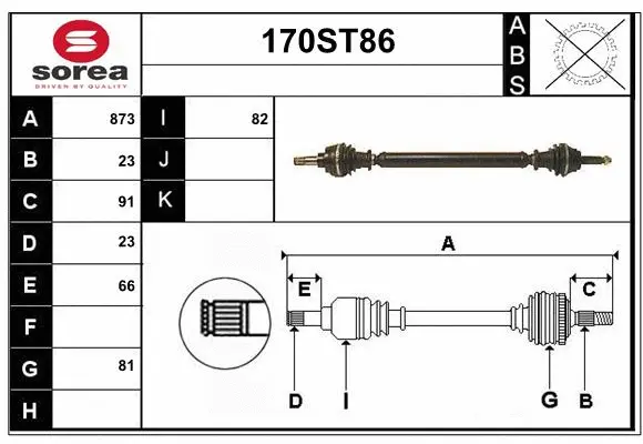 Arbre de transmission STARTCAR 170ST86