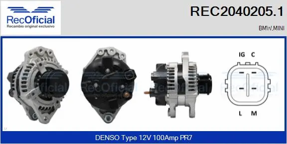 Alternateur RECOFICIAL REC2040205.1