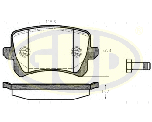 Kit de plaquettes de frein, frein à disque G.U.D. GBP134200