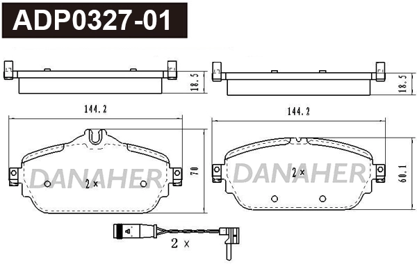 Kit de plaquettes de frein, frein à disque DANAHER ADP0327-01
