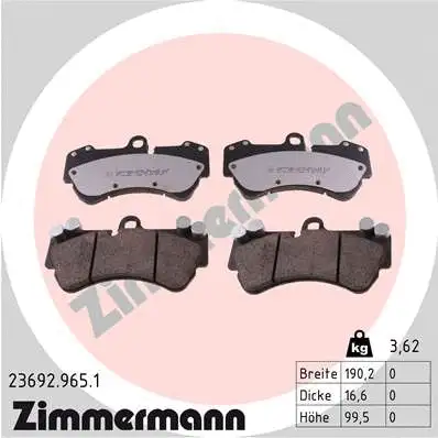 Kit de plaquettes de frein, frein à disque ZIMMERMANN 23692.965.1
