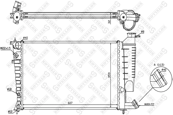 Radiateur, refroidissement du moteur STELLOX 10-25656-SX