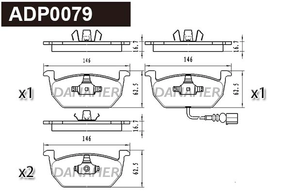 Kit de plaquettes de frein, frein à disque DANAHER ADP0079