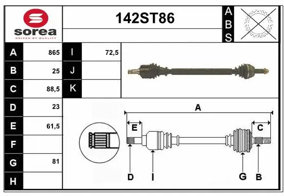 Arbre de transmission STARTCAR 142ST86