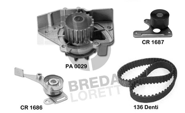 Pompe à eau + kit de courroie crantée BREDA LORETT KPA0116C