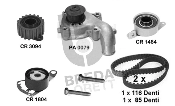 Pompe à eau + kit de courroie crantée BREDA LORETT KPA0362A