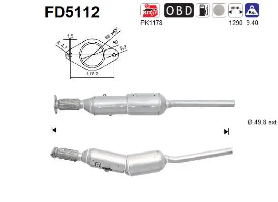 Filtre à particules / à suie, échappement AS FD5112