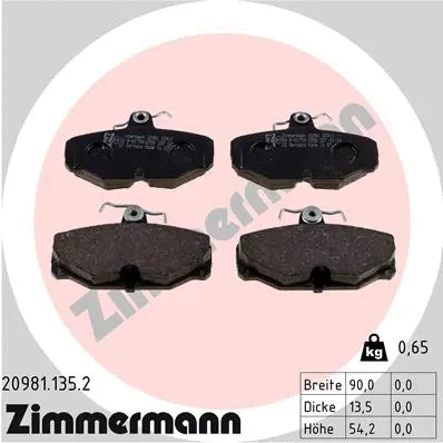 Kit de plaquettes de frein, frein à disque ZIMMERMANN 20981.135.2