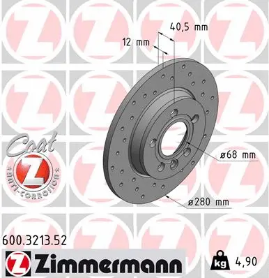 Disque de frein ZIMMERMANN 600.3213.52