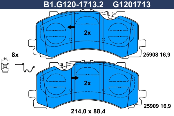 Kit de plaquettes de frein, frein à disque GALFER B1.G120-1713.2