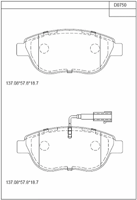 Kit de plaquettes de frein, frein à disque ASIMCO KD0750