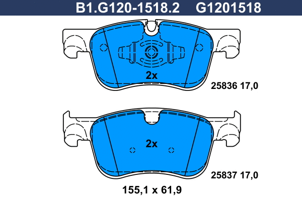 Kit de plaquettes de frein, frein à disque GALFER B1.G120-1518.2