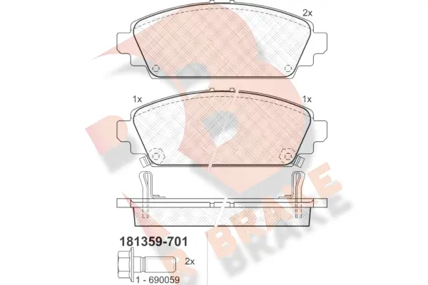 Kit de plaquettes de frein, frein à disque R BRAKE RB1359-701
