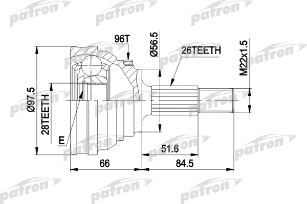 Jeu de joints, arbre de transmission PATRON PCV1203