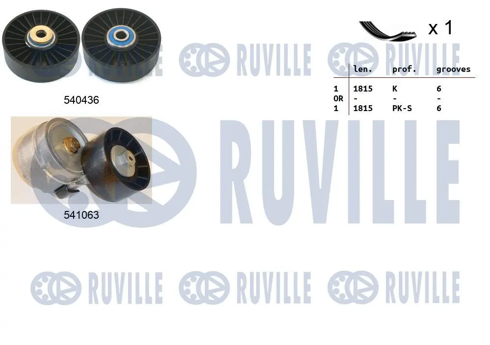 Jeu de courroies trapézoïdales à nervures RUVILLE 570182