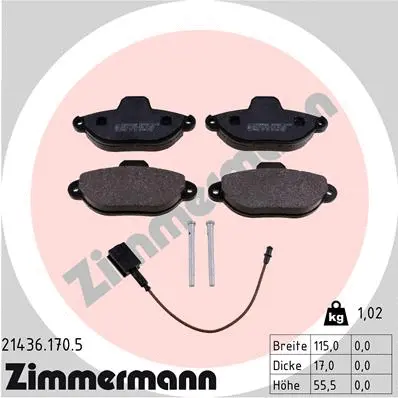Kit de plaquettes de frein, frein à disque ZIMMERMANN 21436.170.5