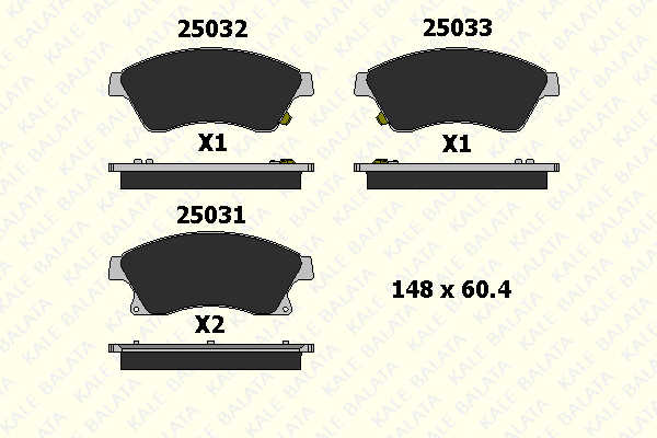 Kit de plaquettes de frein, frein à disque KALE 25031 188 05