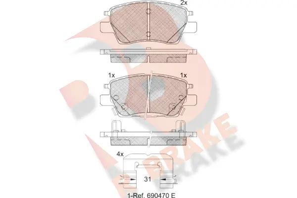 Kit de plaquettes de frein, frein à disque R BRAKE RB2311