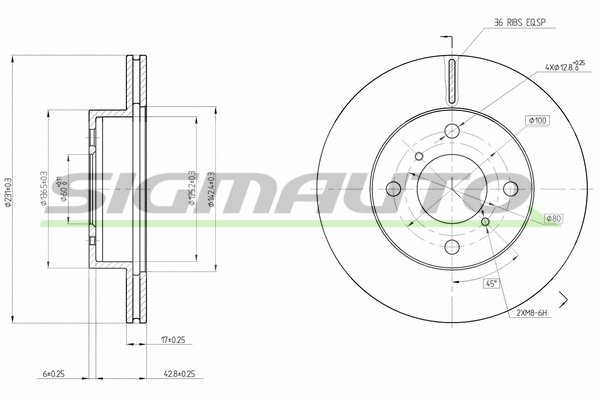 Disque de frein SIGMAUTO DBB117V