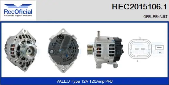 Alternateur RECOFICIAL REC2015106.1