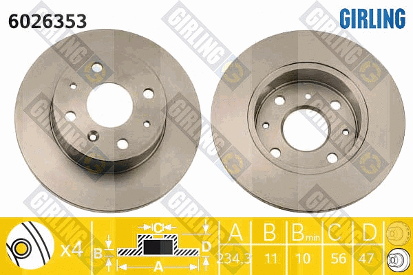 Disque de frein GIRLING 6026353