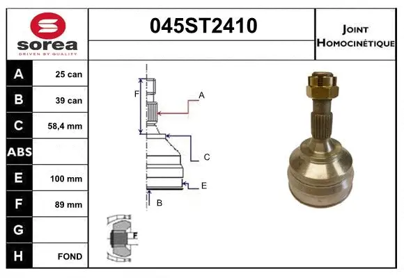 Jeu de joints, arbre de transmission STARTCAR 045ST2410