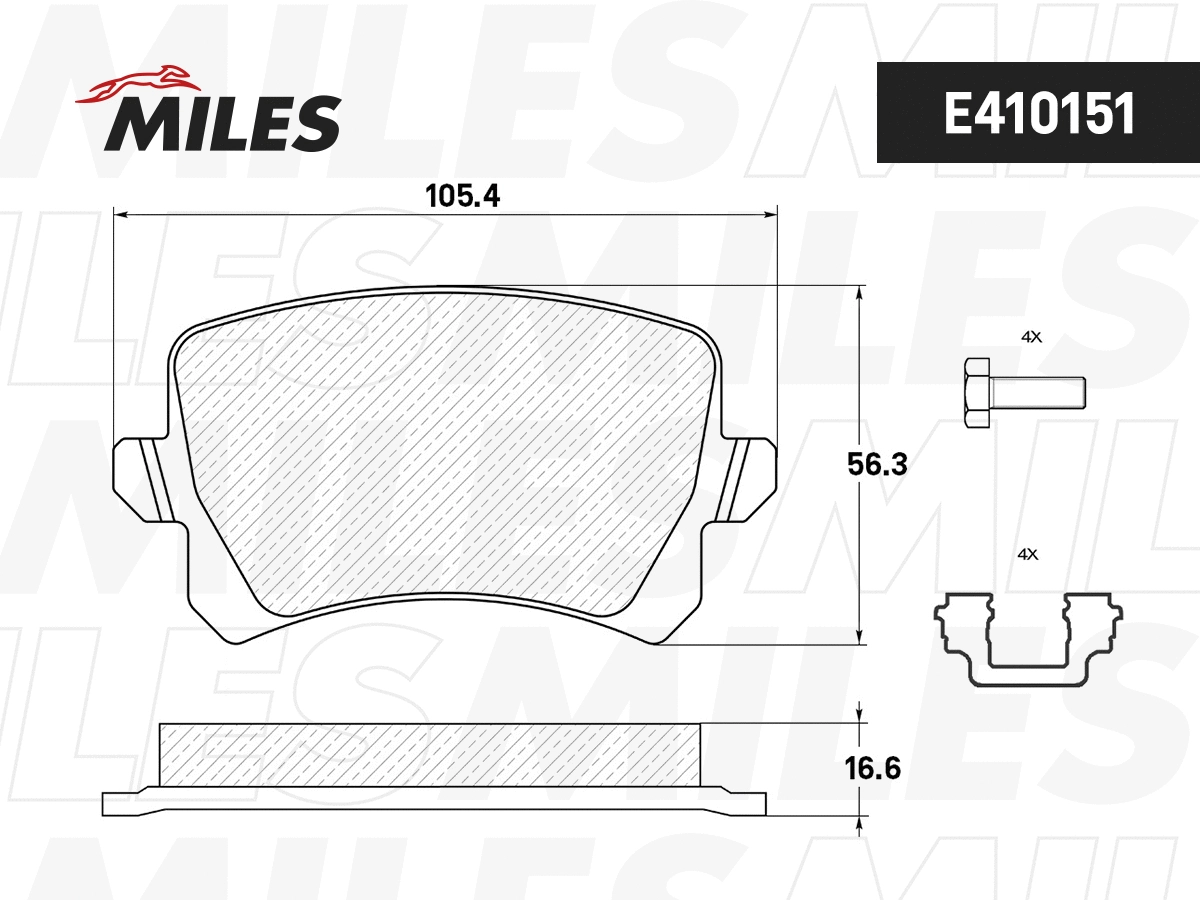 Kit de plaquettes de frein, frein à disque MILES E410151