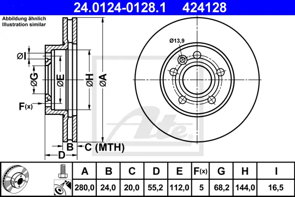 Disque de frein ATE-APAC 24.0124-0128.1