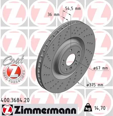 Disque de frein ZIMMERMANN 400.3684.20