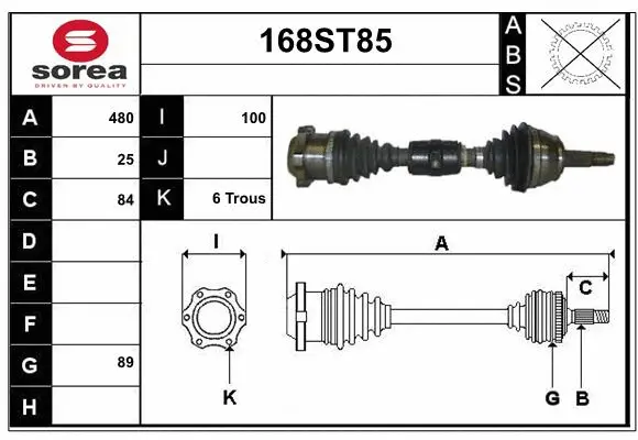 Arbre de transmission STARTCAR 168ST85