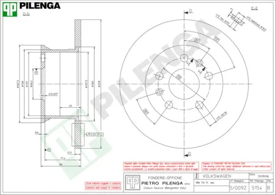 Disque de frein PILENGA 5154