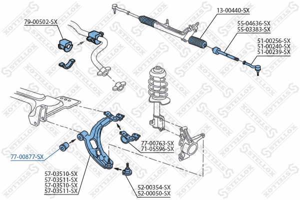 Suspension, bras de liaison STELLOX 77-00877-SX