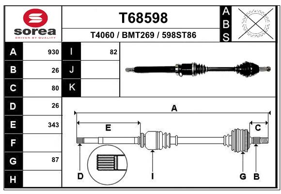 Arbre de transmission EAI T68598