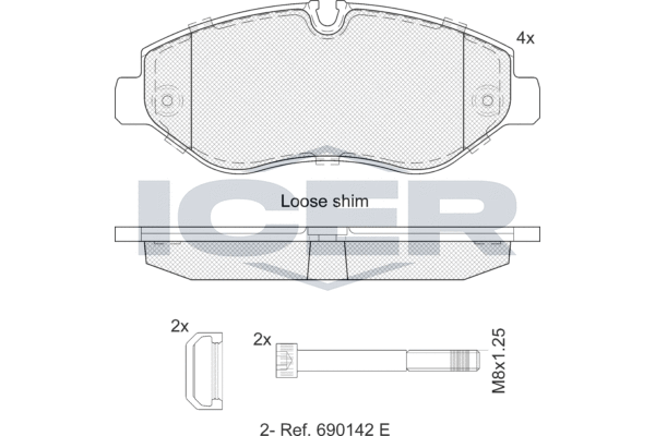 Kit de plaquettes de frein, frein à disque ICER LM1786