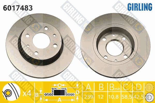 Disque de frein GIRLING 6017483