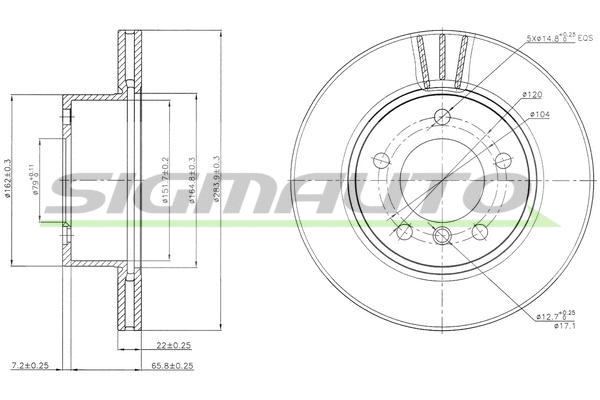 Disque de frein SIGMAUTO DBB228V
