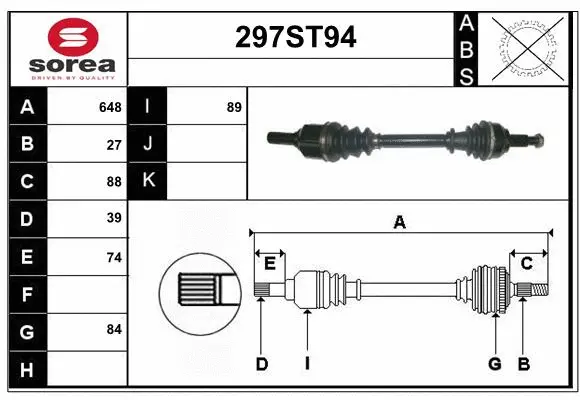 Arbre de transmission STARTCAR 297ST94