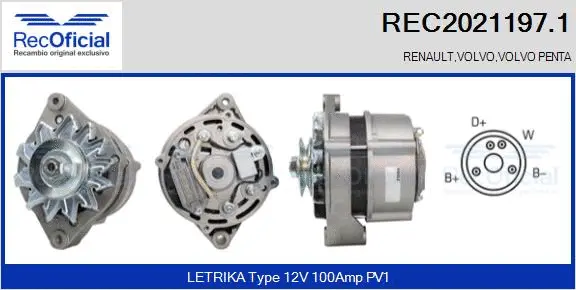 Alternateur RECOFICIAL REC2021197.1
