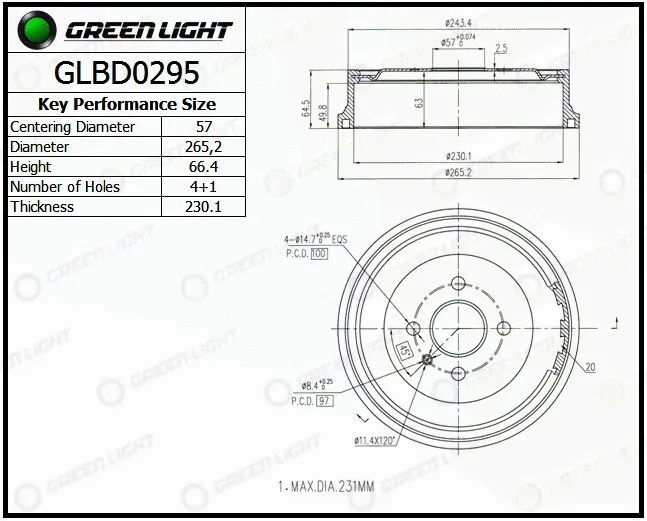 Tambour de frein Automotive Adriado GLBD0295