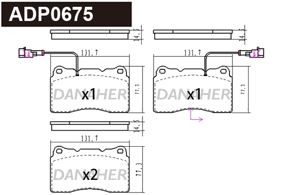 Kit de plaquettes de frein, frein à disque DANAHER ADP0675
