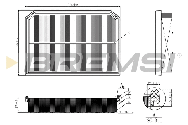 Filtre à air BREMSI FA1132