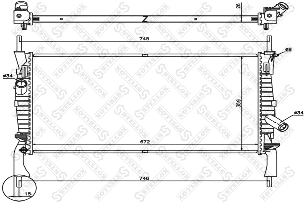 Radiateur, refroidissement du moteur STELLOX 10-26751-SX