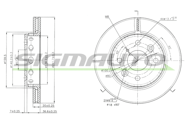 Disque de frein SIGMAUTO DBA854V