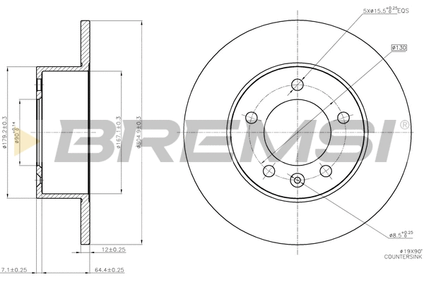 Disque de frein BREMSI CD7975S