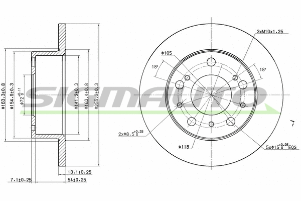Disque de frein SIGMAUTO DBA117S