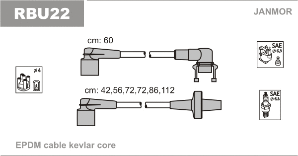 Kit de câbles d'allumage JANMOR RBU22