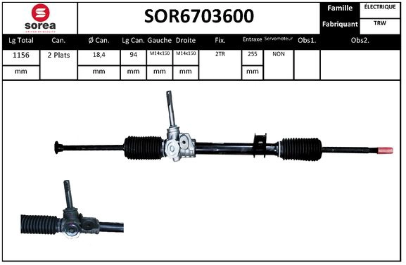 Crémaillère de direction SNRA SOR6703600