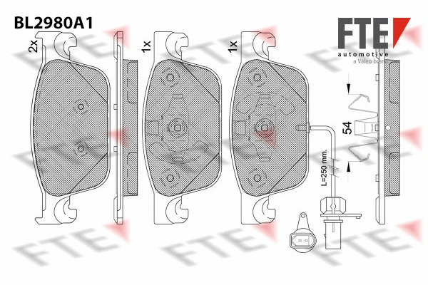 Kit de plaquettes de frein, frein à disque FTE 9011226
