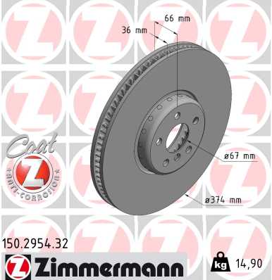 Disque de frein ZIMMERMANN 150.2954.32