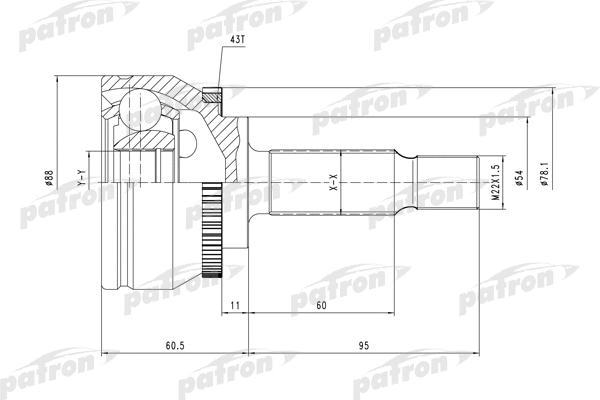 Jeu de joints, arbre de transmission PATRON PCV3745
